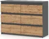 A front view of a modern dresser with a gray frame and six wooden drawers. Náhľad obrázku produktu