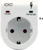 A white surge protector plug adapter with a European socket. Produktbild-Vorschau