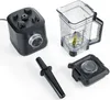 A black CASO Power Blender B 2000 Standmixer with its accessories laid out on a white background. Produktbild-Vorschau