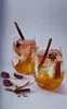Two glasses of iced drinks with apple slices, cinnamon sticks, and star anise. Anteprima dell’immagine prodotto