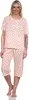 Damen Pyjama 3/4 Hose & Shirt mit Blumenmuster; Produktbild-Vorschau 3