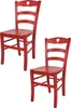 Two red wooden chairs with heart cutouts on a white background. Anteprima dell’immagine prodotto