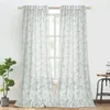 Halbtransparent Vorhang Blumenmuster Voile mit Kruselband Produktbild-Vorschau 8