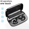 A pair of black open-ear wireless earbuds in their charging case, with icons indicating playback controls and microphone functionality. Produktbild-Vorschau
