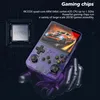 A handheld gaming console with a racing game displayed on its screen, presented with technical specifications. Produktbild-Vorschau