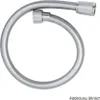 A silver shower hose is coiled on a white background. Produktbild-Vorschau