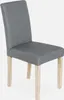 A single grey upholstered dining chair with light brown wooden legs is shown against a white background. Produktbild-Vorschau