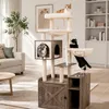 Relaxdays, mačací strom s toaletou pre mačky a miskou na Náhľad obrázku produktu 2