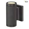 A dark gray outdoor wall light fixture is shown against a white background. Produktbild-Vorschau