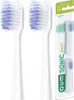 Two white toothbrush heads with blue bristles are shown next to their packaging. Anteprima dell’immagine prodotto