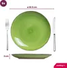 A green plate with a fork and knife, along with size and quantity information. Náhled obrázku produktu