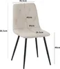 A beige dining chair with black legs, shown with dimensions indicated by lines and text. Produktbild-Vorschau
