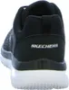 The back view of a black Skechers training shoe with a white sole. Anteprima dell’immagine prodotto
