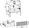 Technical drawing with dimensions of a nightstand and a drawer. Produktbild-Vorschau