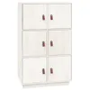 A white wooden cabinet with six doors. Voir les images du produit