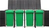 Four green trash bins are housed within a black metal frame structure with a mesh lid. Náhľad obrázku produktu