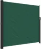 A dark green retractable side awning with black metal frame and poles, shown in an extended position. Náhled obrázku produktu
