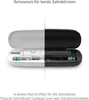 A split image showing two open cases for electric toothbrushes, one white and one black, each containing a toothbrush and brush heads. Anteprima dell’immagine prodotto