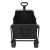 A black collapsible wagon is shown from the front. Náhled obrázku produktu
