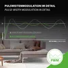 A diagram illustrating pulse-width modulation compared to two-point regulation, overlaid on a photograph of a modern living room with a sofa. Anteprima dell’immagine prodotto