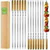 Premium 28er Set Edelstahl Grillspieße 55 cm – extra Produktbild-Vorschau 1