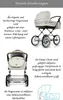 A collage of images showing a baby stroller and its features, with accompanying German text describing the product. Produktbild-Vorschau