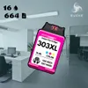 An office environment with desks and chairs, with a product image of an inkjet cartridge overlaid. Produktbild-Vorschau