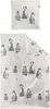A flat lay of a duvet cover and pillowcase set with a penguin print. Produktbild-Vorschau