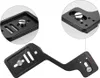 Close-up views of a black metal camera bracket with screws and slots. Produktbild-Vorschau