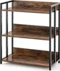 A three-tier shelf unit with a metal frame and wooden shelves. Podgląd zdjęcia produktu