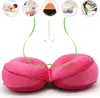 A collage of images showing different uses and aspects of a pink cushion, with the cushion itself prominently displayed at the bottom. Produktbild-Vorschau