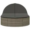 vidaXL Doppel-Sonnenliege mit Kissen Grau Poly Rattan Produktbild-Vorschau 3
