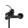 A black shower faucet with a hose attached, isolated on a white background. Produktbild-Vorschau