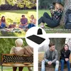 Collage of images showing people using a foldable outdoor seat cushion in various settings like picnics, sitting by a tree, and on a park bench. Podgląd zdjęcia produktu