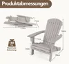 Diagrams and measurements of an Adirondack chair, showing its dimensions and maximum load capacity. Produktbild-Vorschau