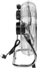 A side view of a chrome floor fan. Voir les images du produit