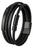 S&T DESIGN bracciale in pelle da uomo bracciale nero Anteprima dell’immagine prodotto 2