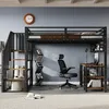 A loft bed with a desk and chair underneath, set up in a room. Anteprima dell’immagine prodotto