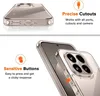 A clear phone case is shown with text highlighting its features. Produktbild-Vorschau