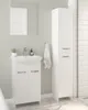 A modern white bathroom vanity with a sink and a tall cabinet. Náhled obrázku produktu