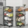 Two multi-tiered kitchen trolleys filled with various produce and dry goods, placed in a kitchen setting. Anteprima dell’immagine prodotto