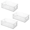 Three clear plastic storage bins are arranged in a stacked formation against a white background. Náhled obrázku produktu