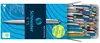 A box of Schneider K15 ballpoint pens, with a single pen shown on the left and the rest of the pens visible inside the box on the right. Podgląd zdjęcia produktu