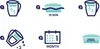 A set of icons illustrating the steps for using a water filter cartridge. Produktbild-Vorschau