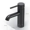 A 3D rendering of a black faucet with dimensions indicated. Produktbild-Vorschau