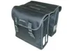 A black double pannier bag for a bicycle, shown from a diagonal front-left view against a white background. Náhled obrázku produktu
