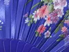 Romantischer Fächer mit Blumendruck | Royalblau Produktbild-Vorschau 2