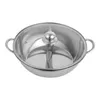 A stainless steel hot pot with a glass lid and a divider. Náhled obrázku produktu