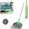 A collage of images showing a self-wringing mop, its components, and a lifestyle shot of it being used under a sofa. Voir les images du produit