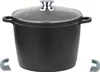 A black stockpot with a glass lid and two detachable handles is shown against a white background. Anteprima dell’immagine prodotto